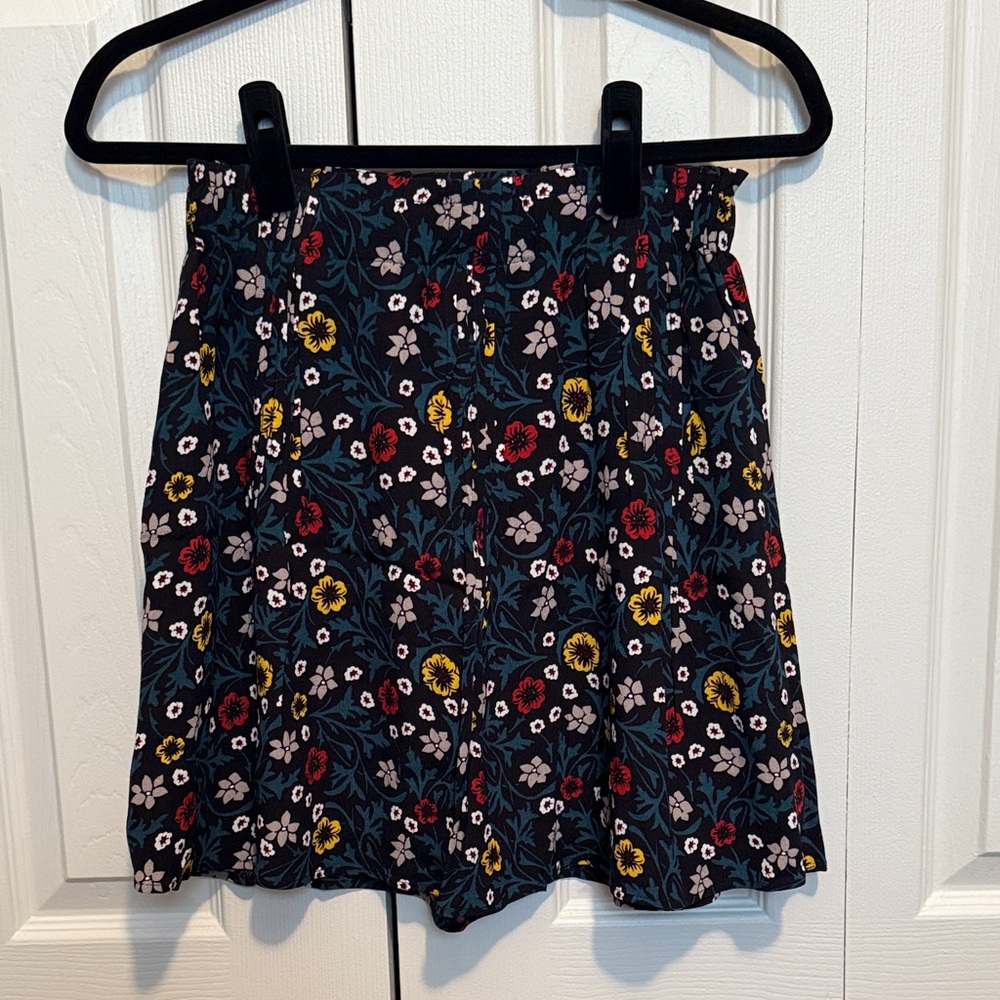 LOFT Black Floral Mini Skirt